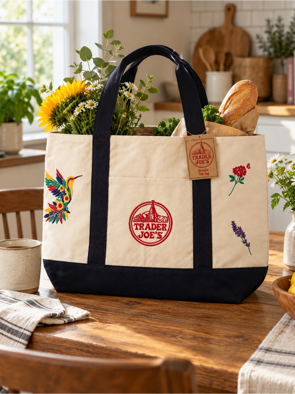 😍 Trader Joe’s Canvas Tote | Boho Reusable Market Bag | Gift Idea